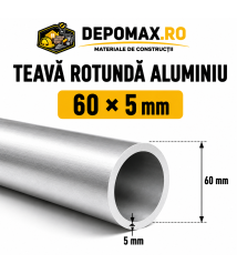 Teava rotunda aluminiu 60 x 5 mm, 6 metri (6060) Teava rotunda aluminiu 60 x 5 mm, 6 metri (6060)